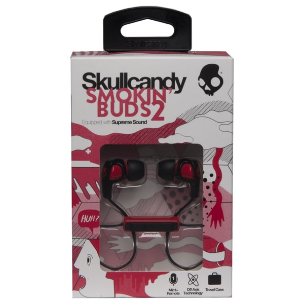 Casti SKULLCANDY Smokin Buds 2 S2PGFY-010, Cu Fir, In-Ear, Microfon, negru-rosu