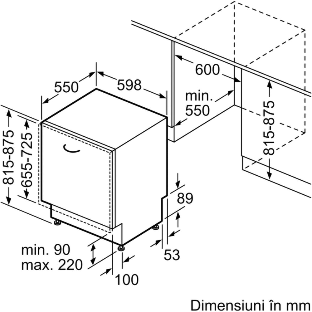 Masina de spalat vase incorporabila BOSCH SMV6ZCX24E, 14 seturi, 6 programe, 60 cm, Clasa B, panou comanda inox