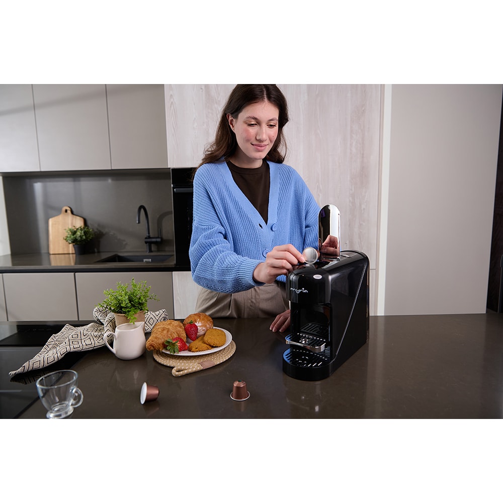 Espressor capsule MYRIA Echipa Nationala de Fotbal MY4497FRF, 0.9l, 1400W, 20 bar, negru-argintiu