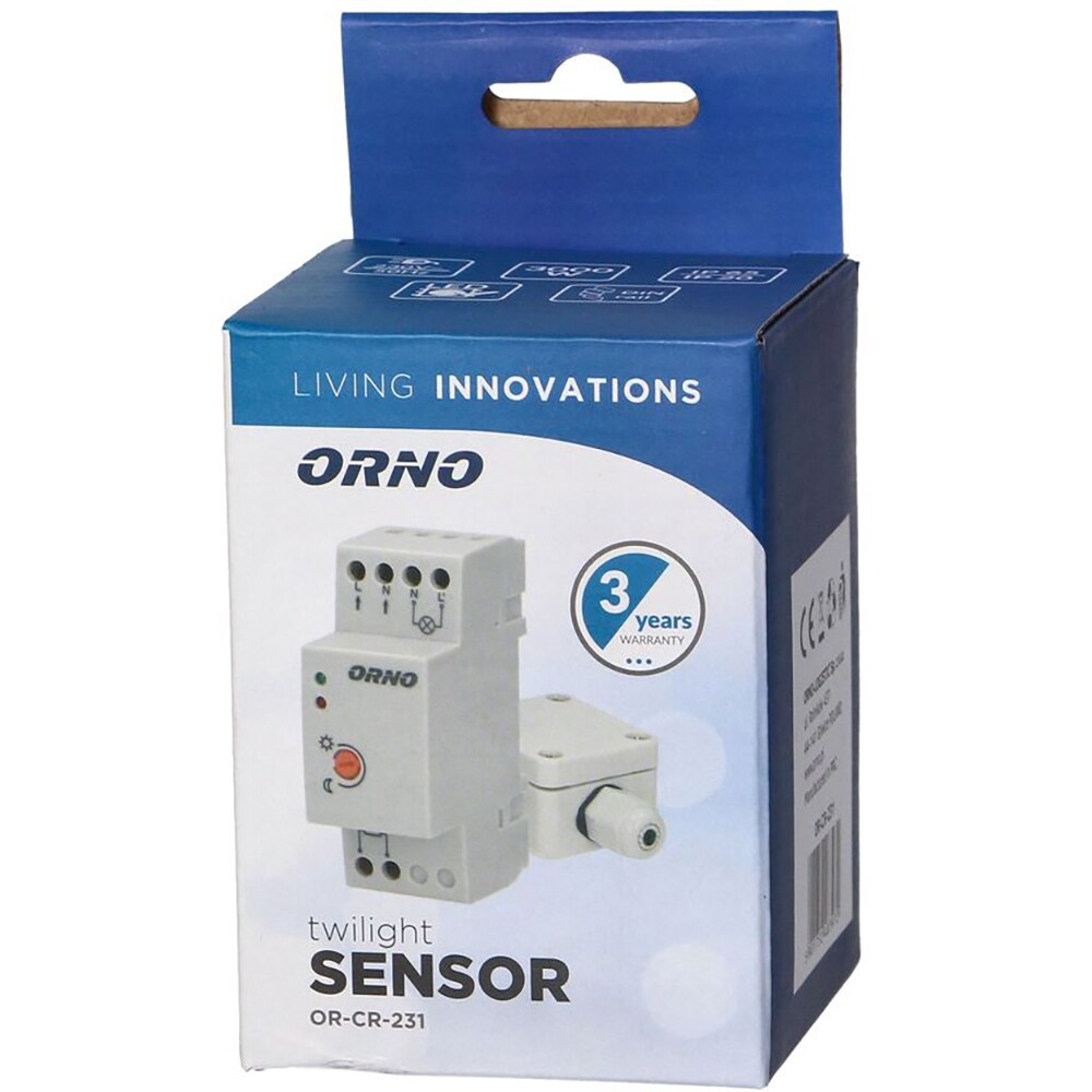 Senzor crepuscular ORNO OR-CR-231, sonda externa, alb