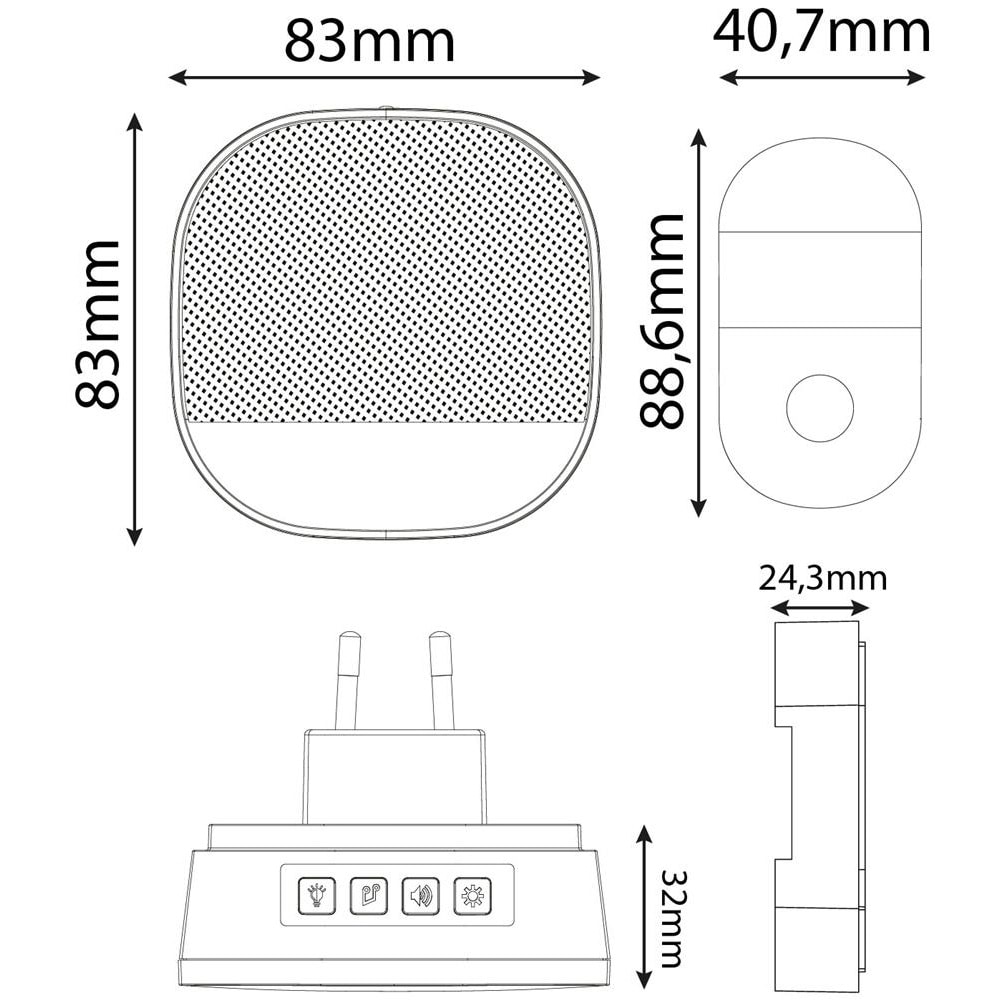 Sonerie wireless ENTAC, 150m, IP44, alb