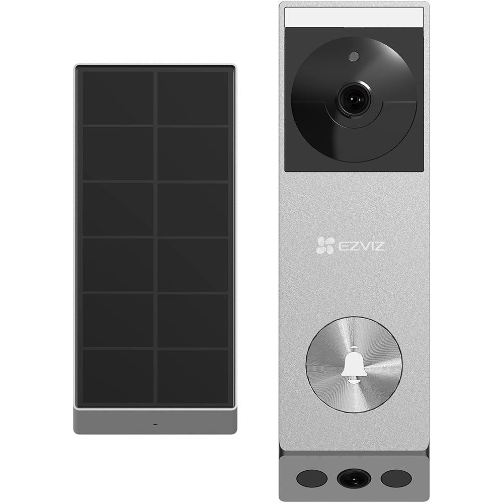 Sonerie video EZVIZ EP3X Pro, Lentile duale 2K si 1080P, Wi-Fi, IP67, Unghi de vizualizare 162, panou solar, negru