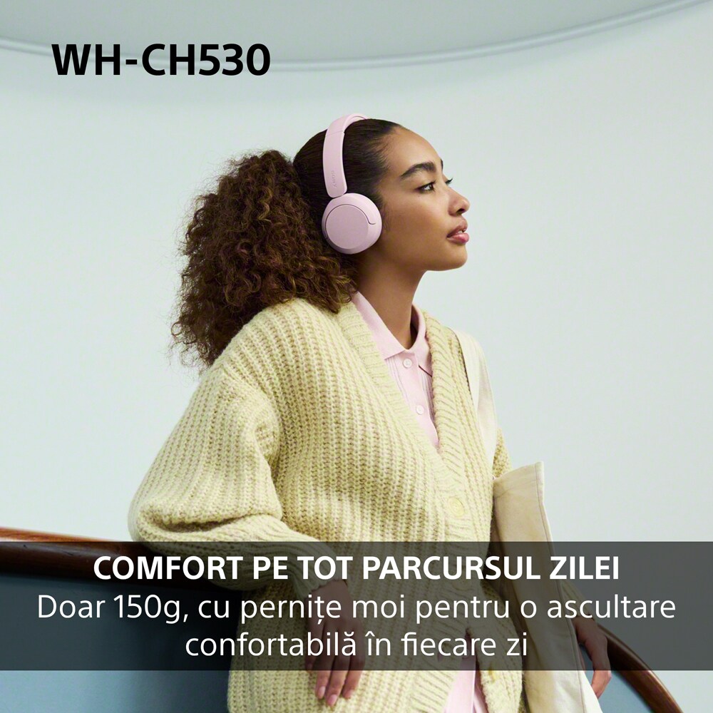 Casti SONY WH-CH530L, Bluetooth, On-Ear, Microfon, albastru