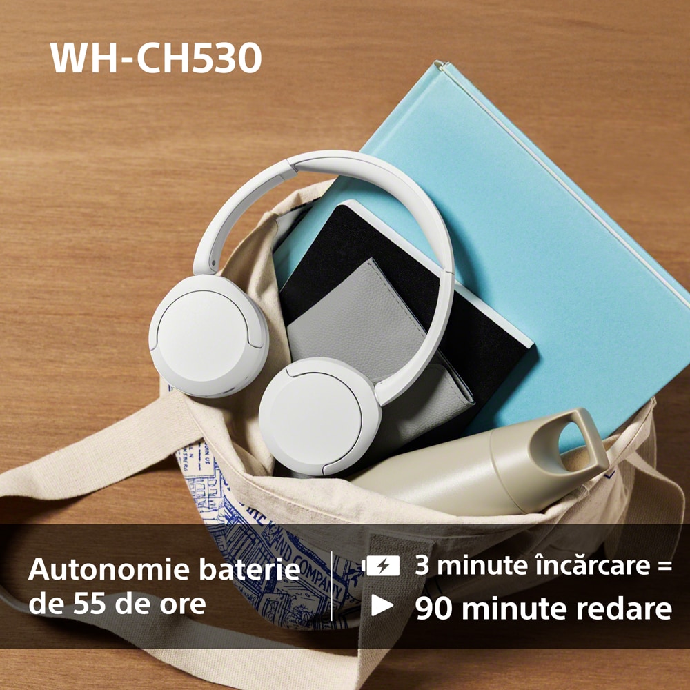 Casti SONY WH-CH530L, Bluetooth, On-Ear, Microfon, albastru