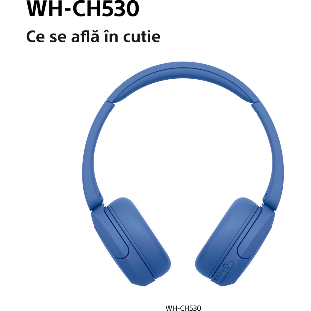 Casti SONY WH-CH530L, Bluetooth, On-Ear, Microfon, albastru