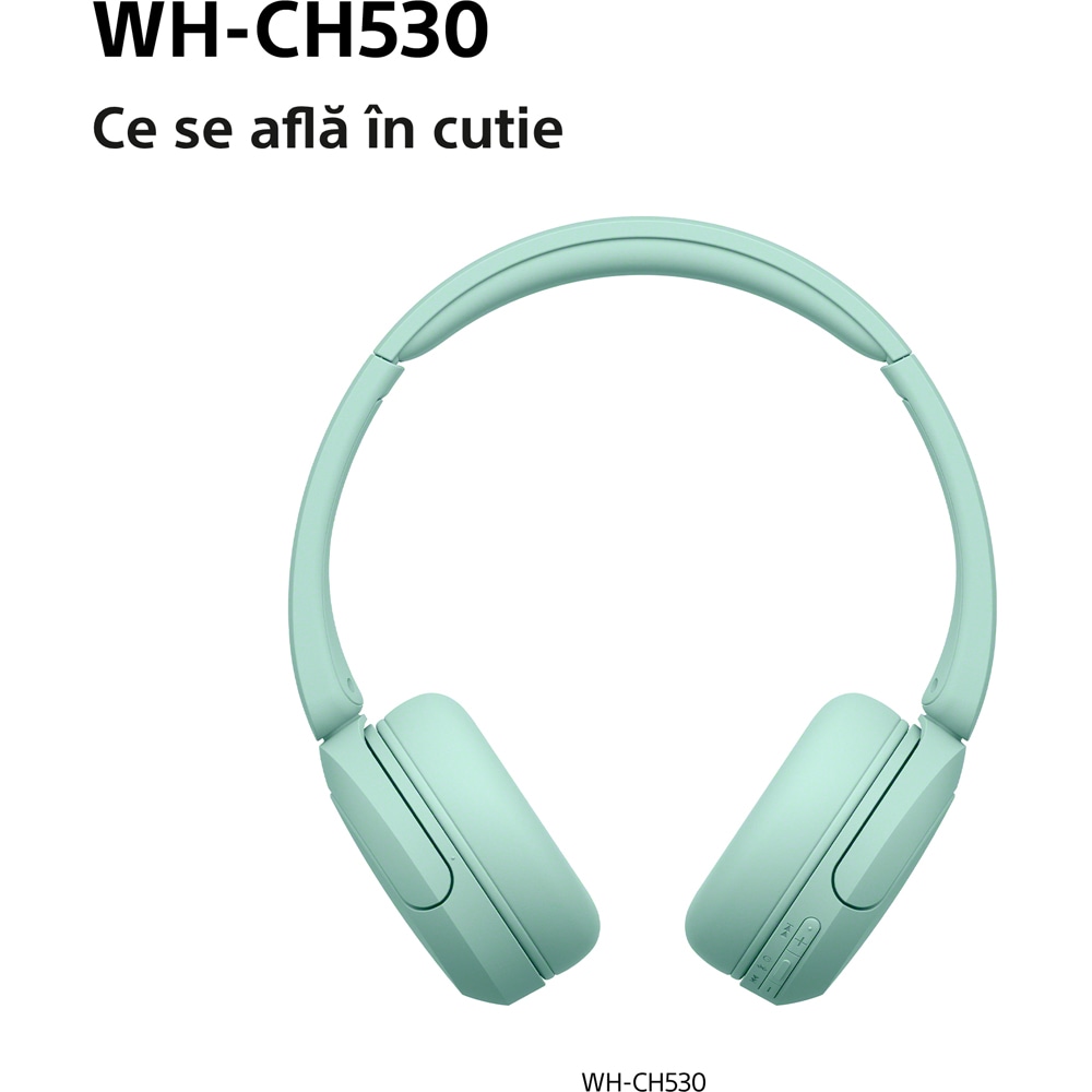 Casti SONY WH-CH530G, Bluetooth, On-Ear, Microfon, Mint