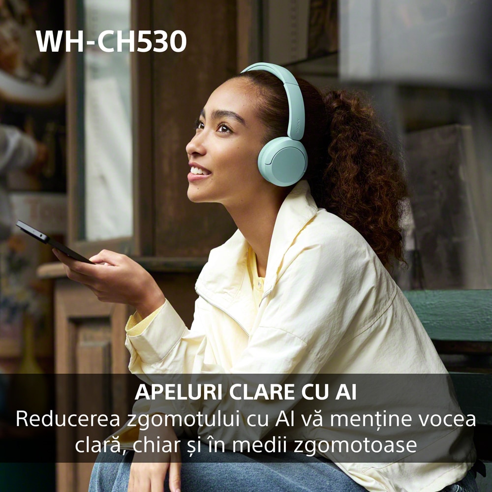 Casti SONY WH-CH530W, Bluetooth, On-Ear, Microfon, alb