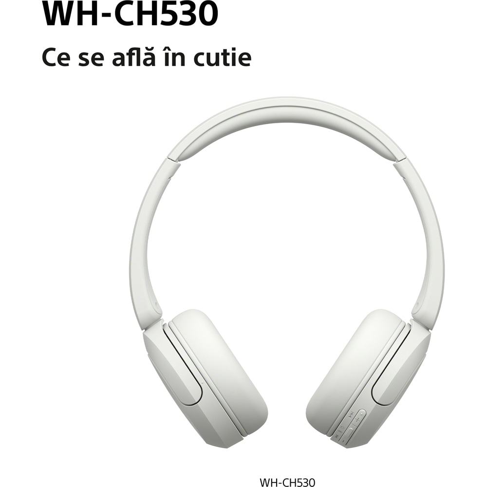 Casti SONY WH-CH530W, Bluetooth, On-Ear, Microfon, alb