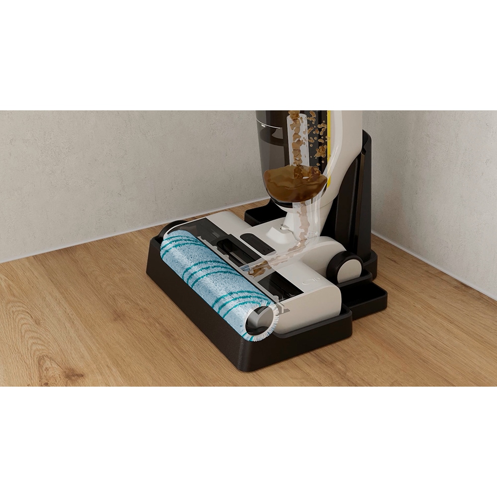 Aspirator vertical cu spalare KARCHER FCV 4 Home&Pet 1.056-137.0, 0.75l, autonomie max 45 min, Tehnologie Hygienic Spin, alb-negru