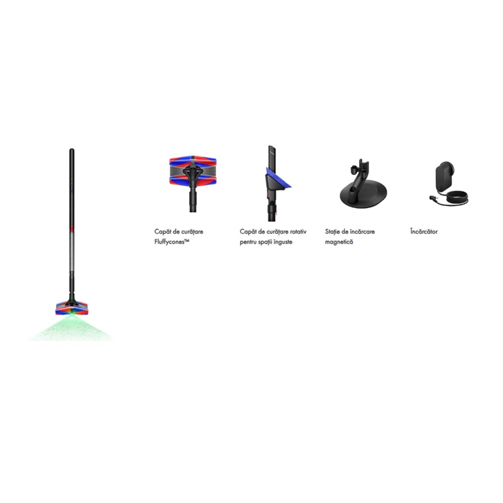 Aspirator vertical DYSON PencilVac Fluffycones 49268901, 0.08l. 14.68V, autonomie max 30 min, Hyperdymium, negru