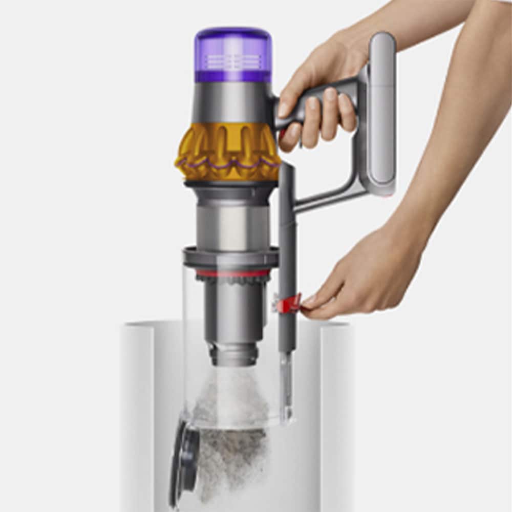 Aspirator vertical DYSON V15 Detect Absolute 49471901, 0.76l, autonomie max 60 min, Senzor Piezo, argintiu-galben