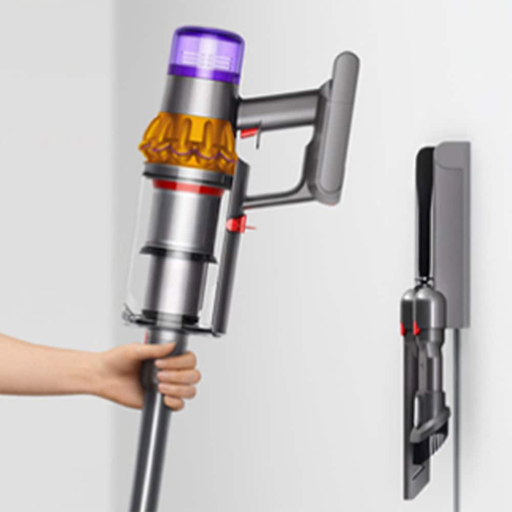 Aspirator vertical DYSON V15 Detect Absolute 49471901, 0.76l, autonomie max 60 min, Senzor Piezo, argintiu-galben