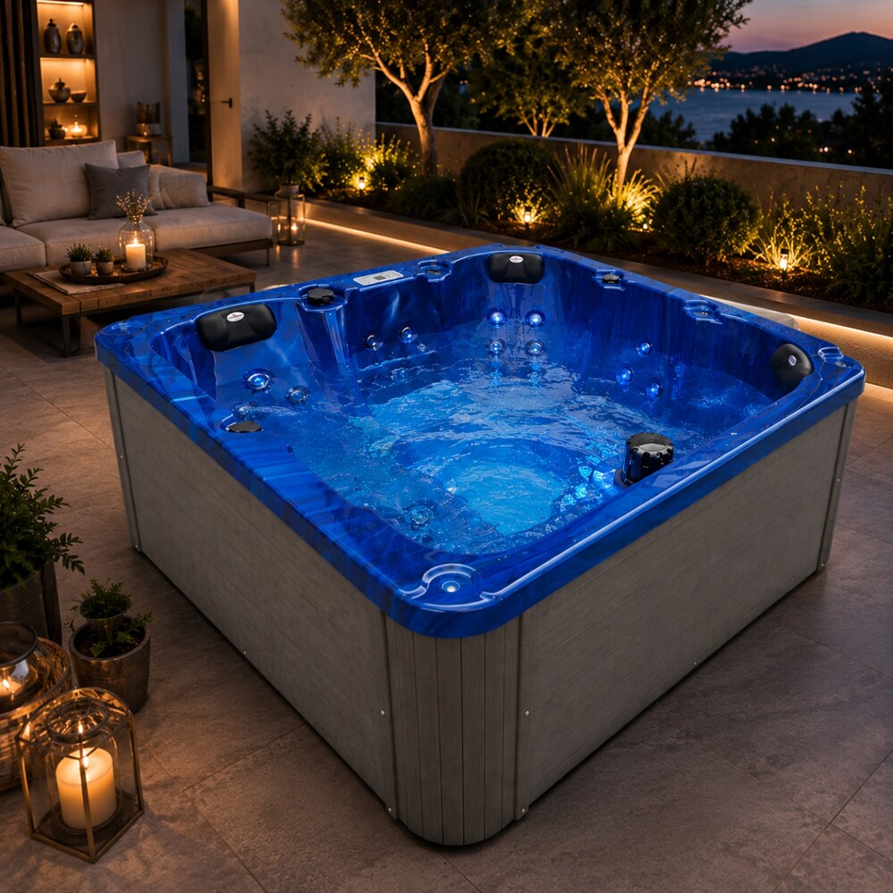 Jacuzzi exterior SANOTECHNIK Palma, 190 x 190 x 86 cm, 5 persoane, albastru