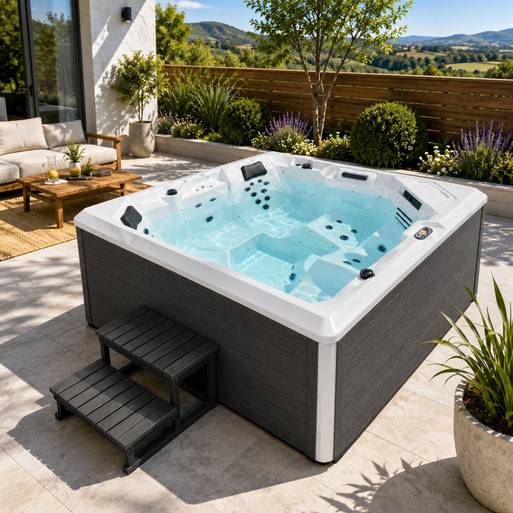 Jacuzzi exterior SANOTECHNIK Rovinj, 210 x 210 x 90 cm, 5 persoane, alb