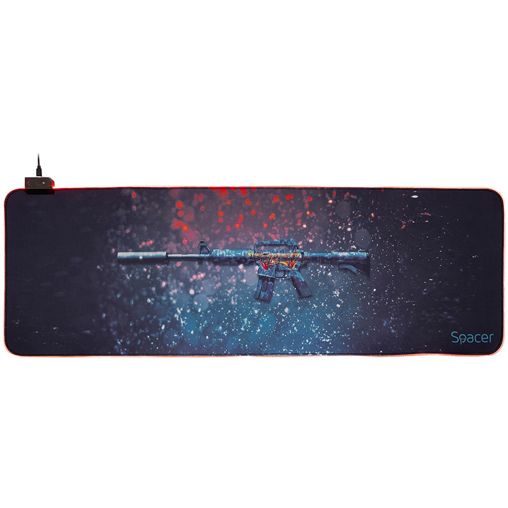 Mouse Pad Gaming SPACER SP-PAD-GAME-RGB-PICT, negru