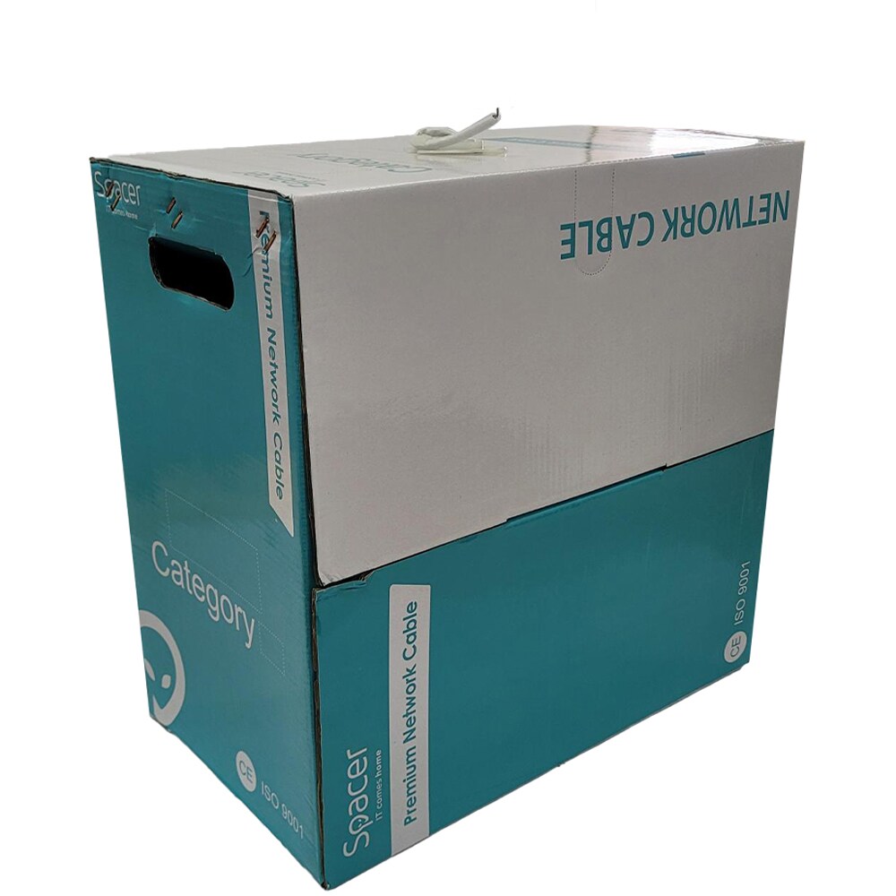 Cablu de retea UTP CAT6 SPACER SPLC-UCAT6-CCA-305, 305m, alb