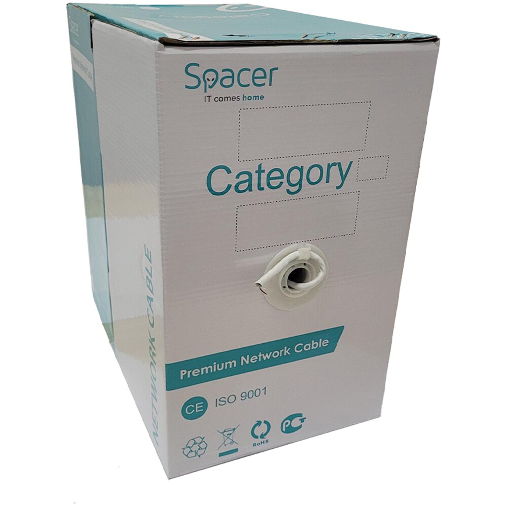 Cablu de retea UTP CAT6 SPACER SPLC-UCAT6-CCA-305, 305m, alb