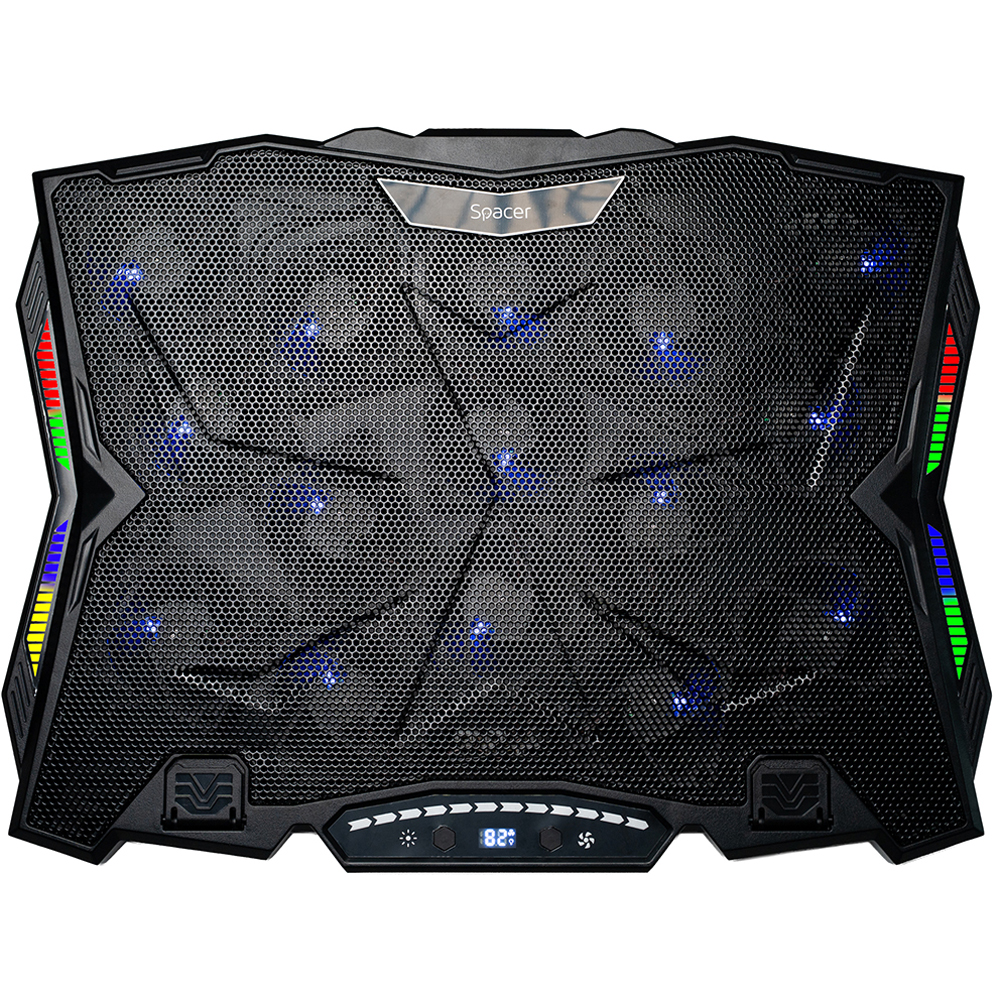 Cooler pad Gaming SPACER SPNS-Gaming-15F, RGB, USB-C, negru