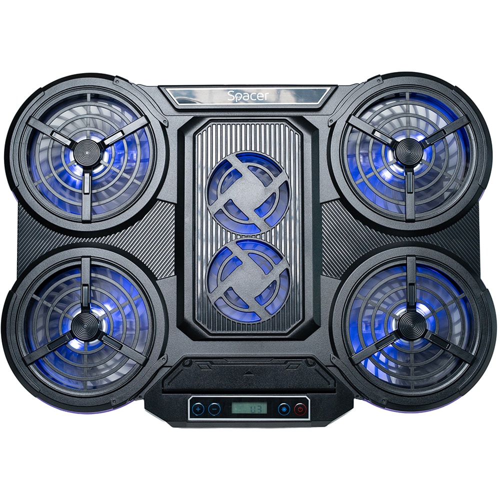 Cooler pad Gaming SPACER SPNS-Gaming-6F, RGB, USB, negru
