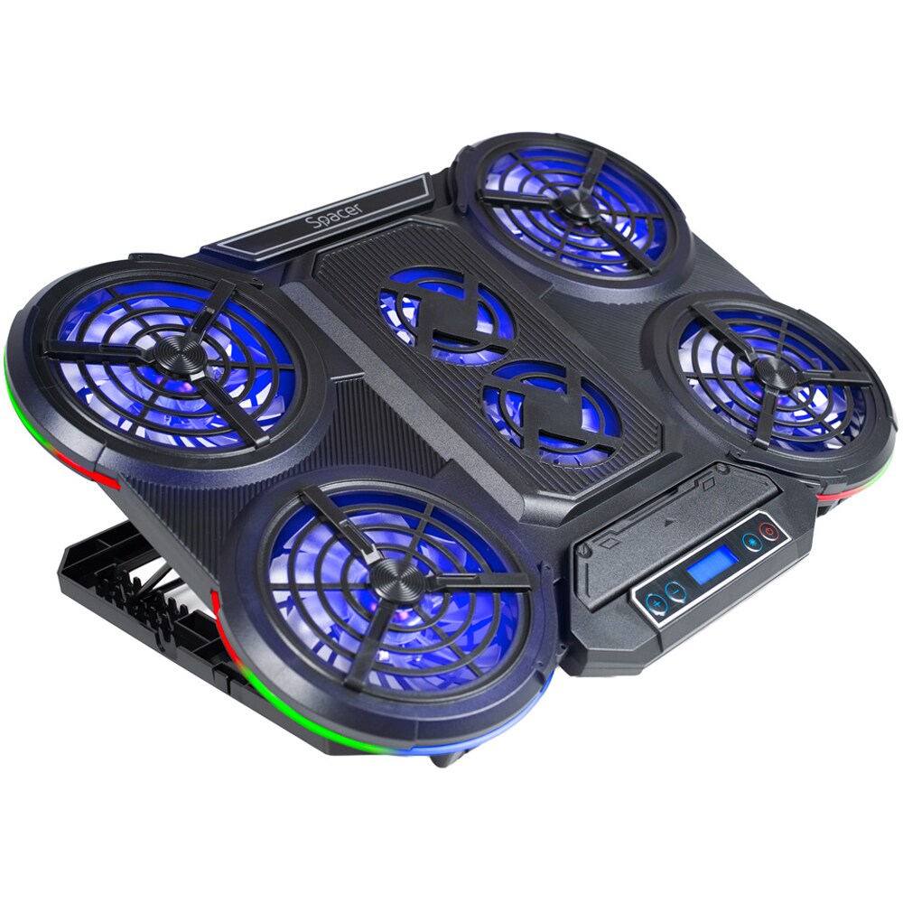 Cooler pad Gaming SPACER SPNS-Gaming-6F, RGB, USB, negru