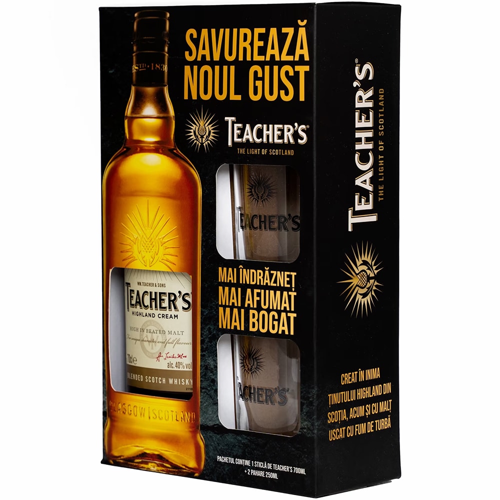 Set Whisky Teachers, 0.7L + 2 pahare