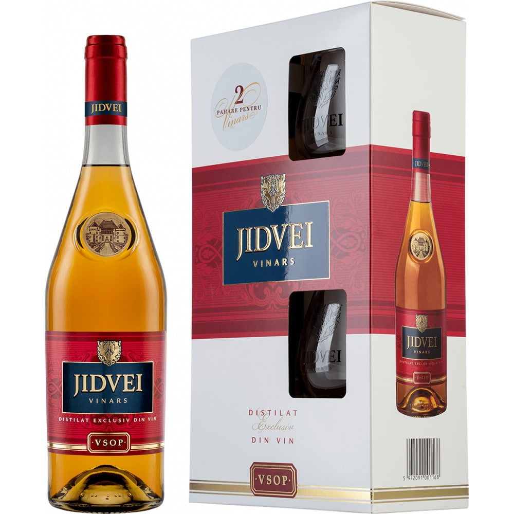 Set Vinars VSOP Jidvei, 0.7L + 2 pahare