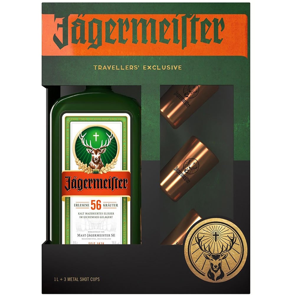 Set Lichior Jagermeister, 1L + 3 shots