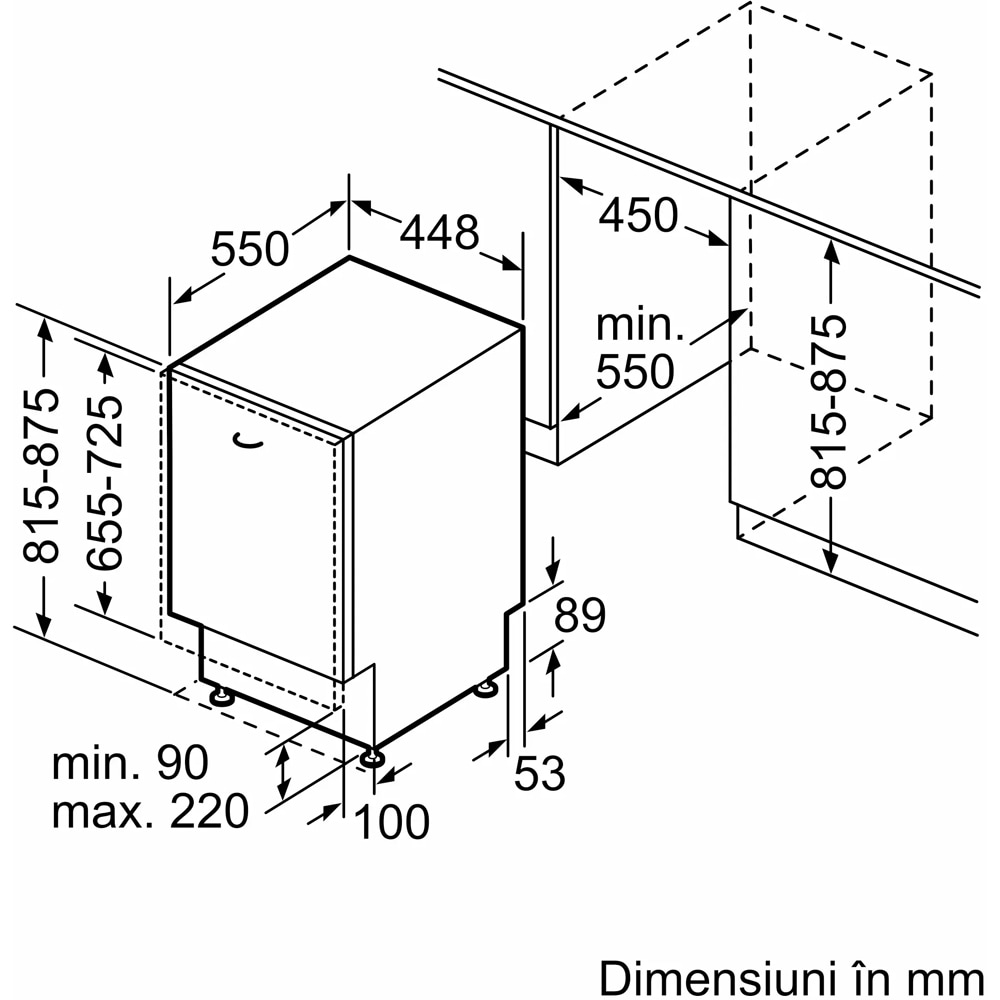 Masina de spalat vase incorporabila BOSCH SPV6EMX03E, 10 seturi, 6 programe, 60 cm, Clasa B, panou comanda inox