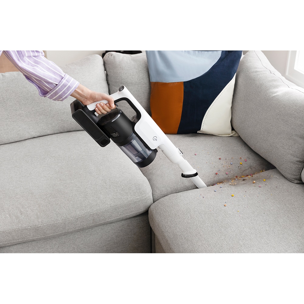 Aspirator vertical TINECO Pure One Station 5 VS1C1200DE, 0.45l, 25.2V, autonomie max 70 min, alb-negru