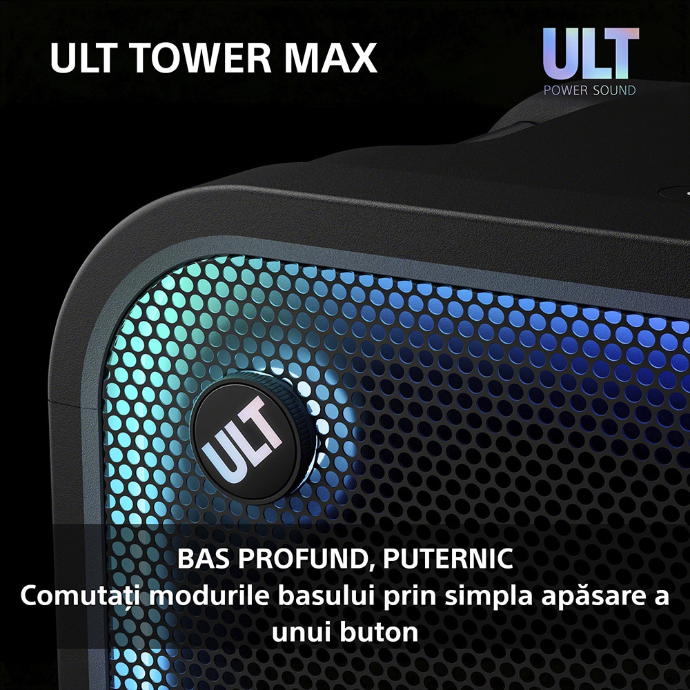 Sistem audio SONY ULT Tower Max, 2150W, Bluetooth, negru