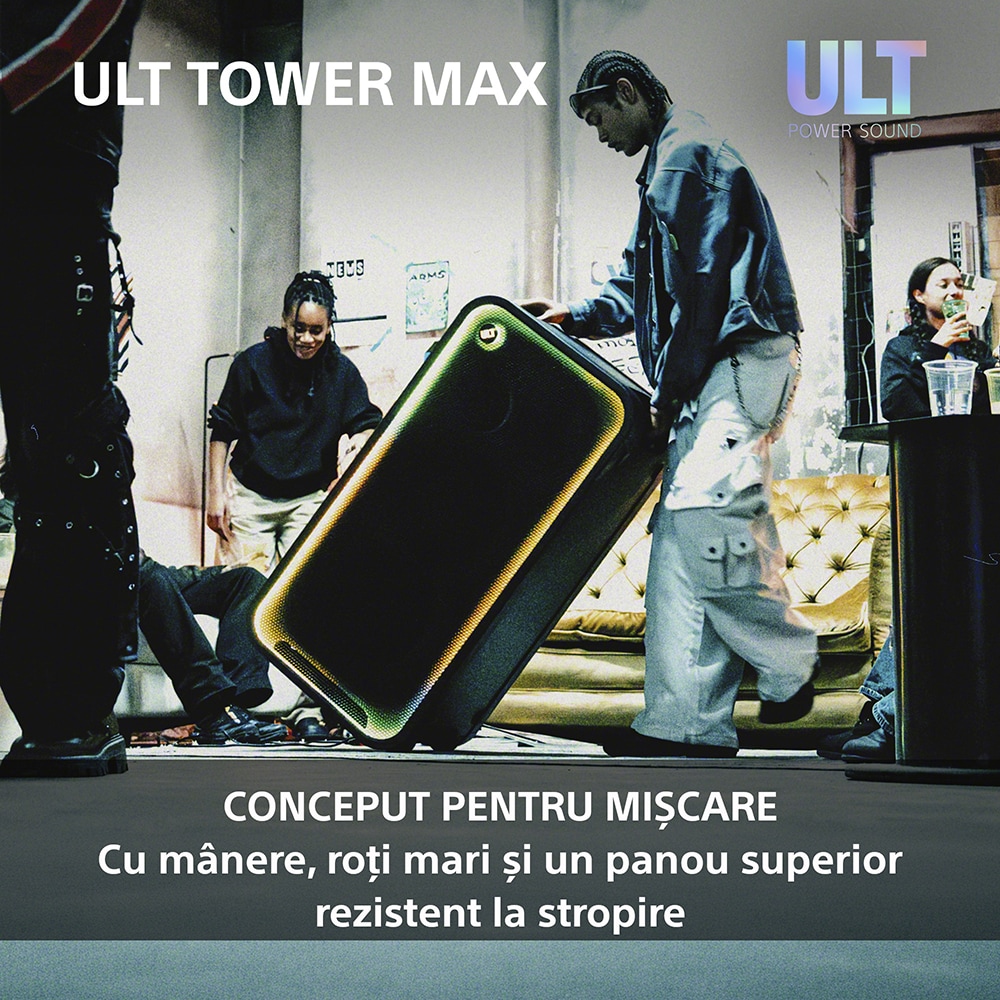 Sistem audio SONY ULT Tower Max, 2150W, Bluetooth, negru