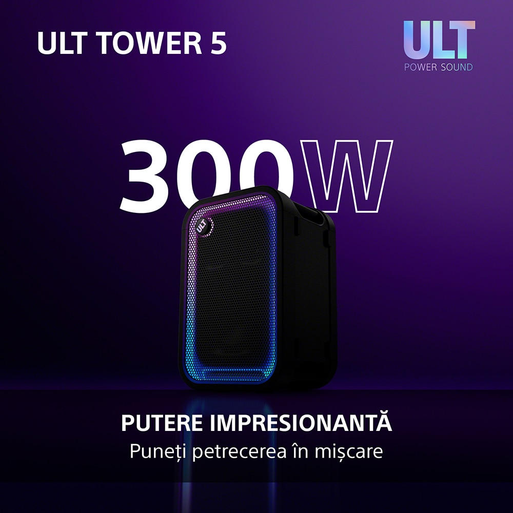 Boxa portabila SONY ULT Tower 5, 300W, Bluetooth, USB, negru