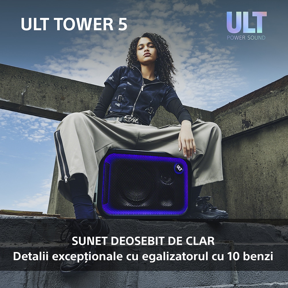 Boxa portabila SONY ULT Tower 5, 300W, Bluetooth, USB, negru