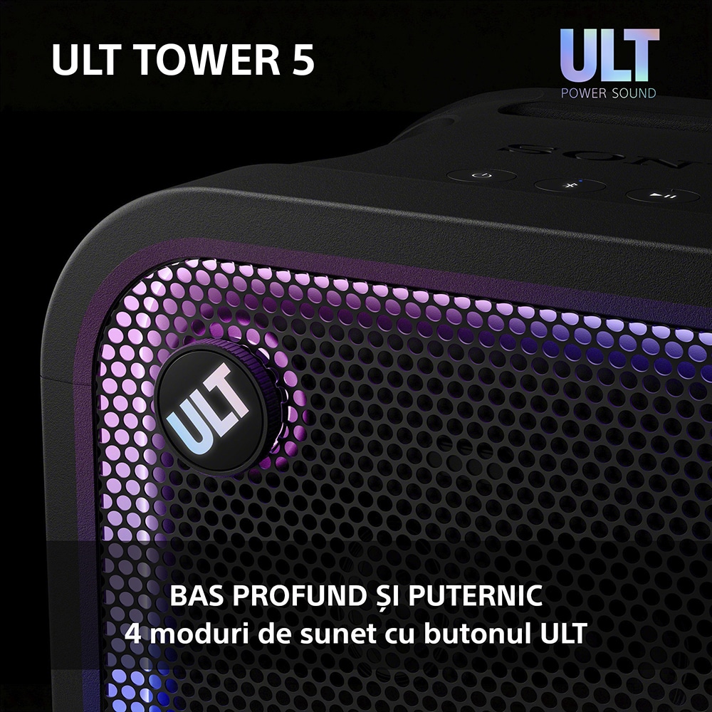 Boxa portabila SONY ULT Tower 5, 300W, Bluetooth, USB, negru