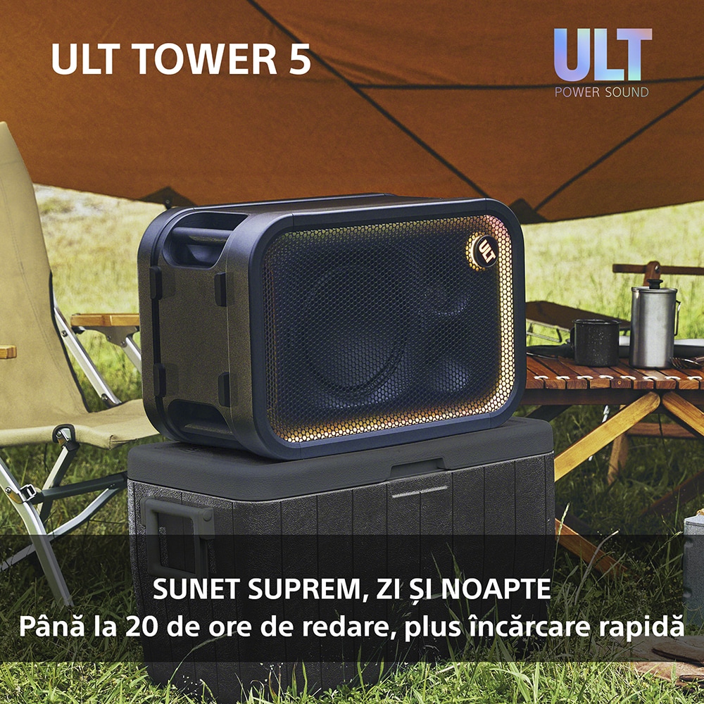 Boxa portabila SONY ULT Tower 5, 300W, Bluetooth, USB, negru