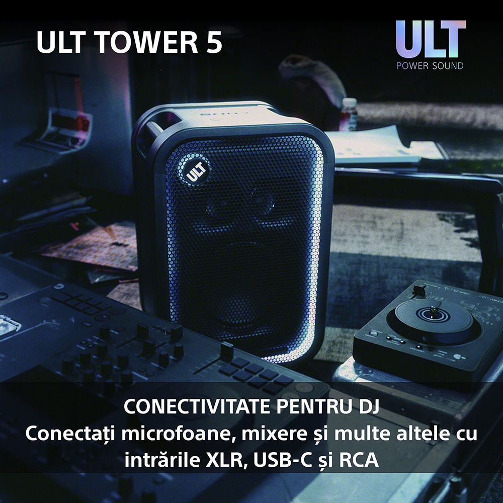 Boxa portabila SONY ULT Tower 5, 300W, Bluetooth, USB, negru