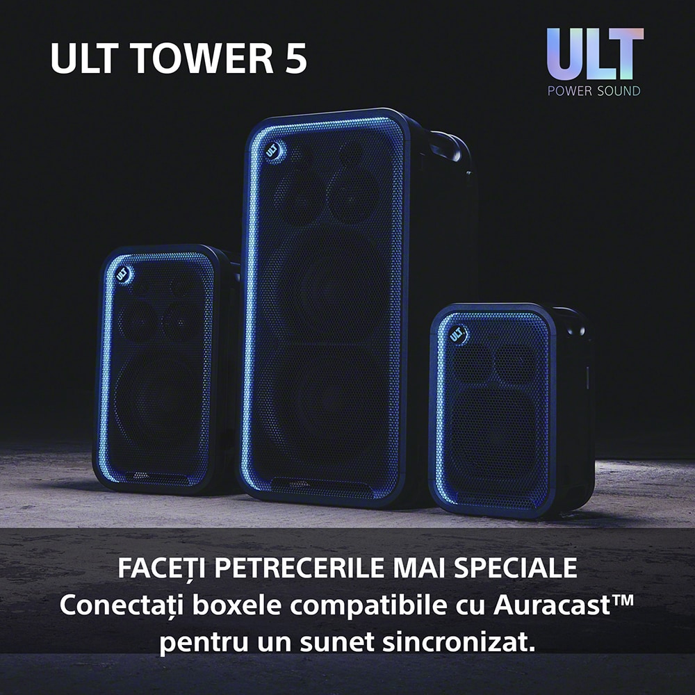 Boxa portabila SONY ULT Tower 5, 300W, Bluetooth, USB, negru