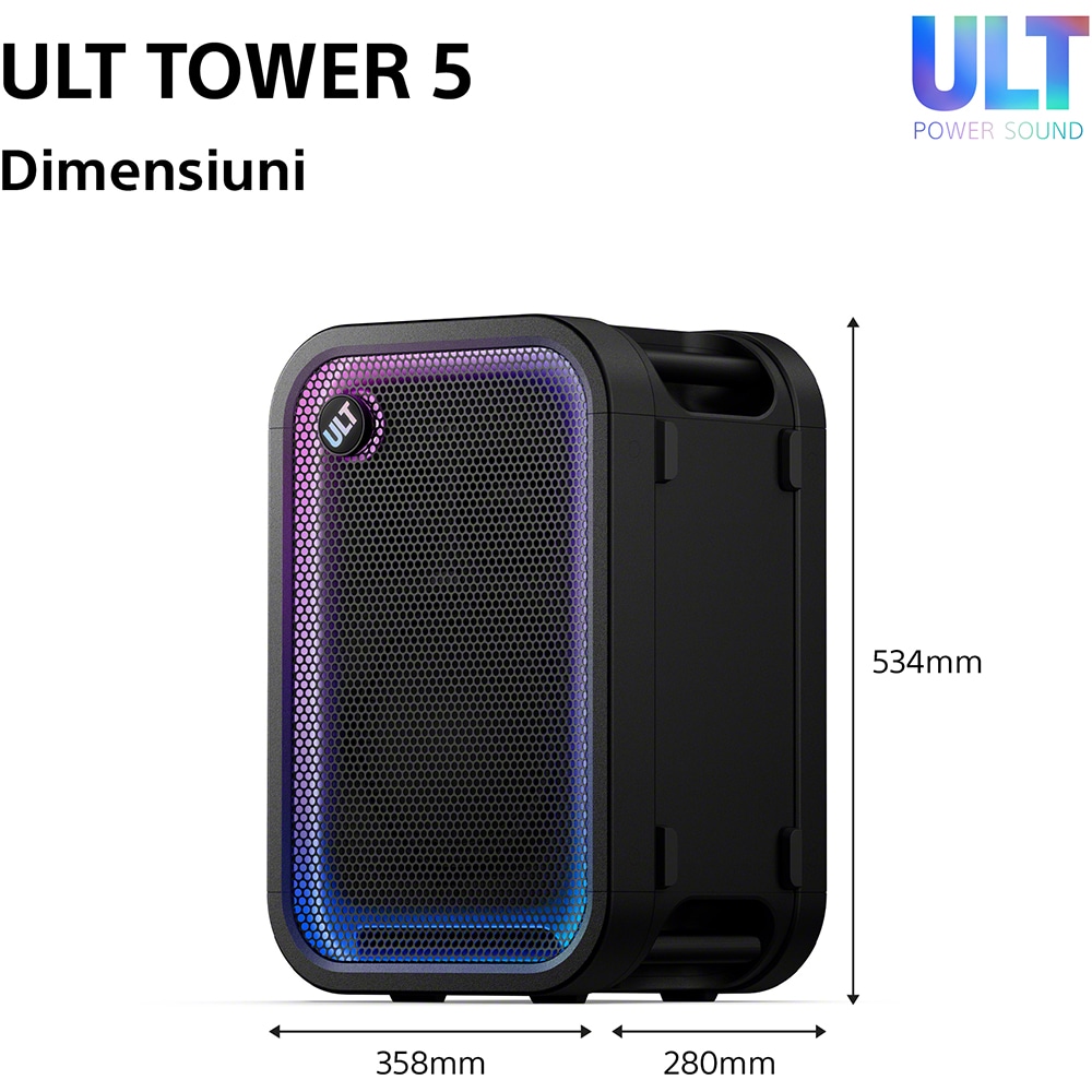 Boxa portabila SONY ULT Tower 5, 300W, Bluetooth, USB, negru