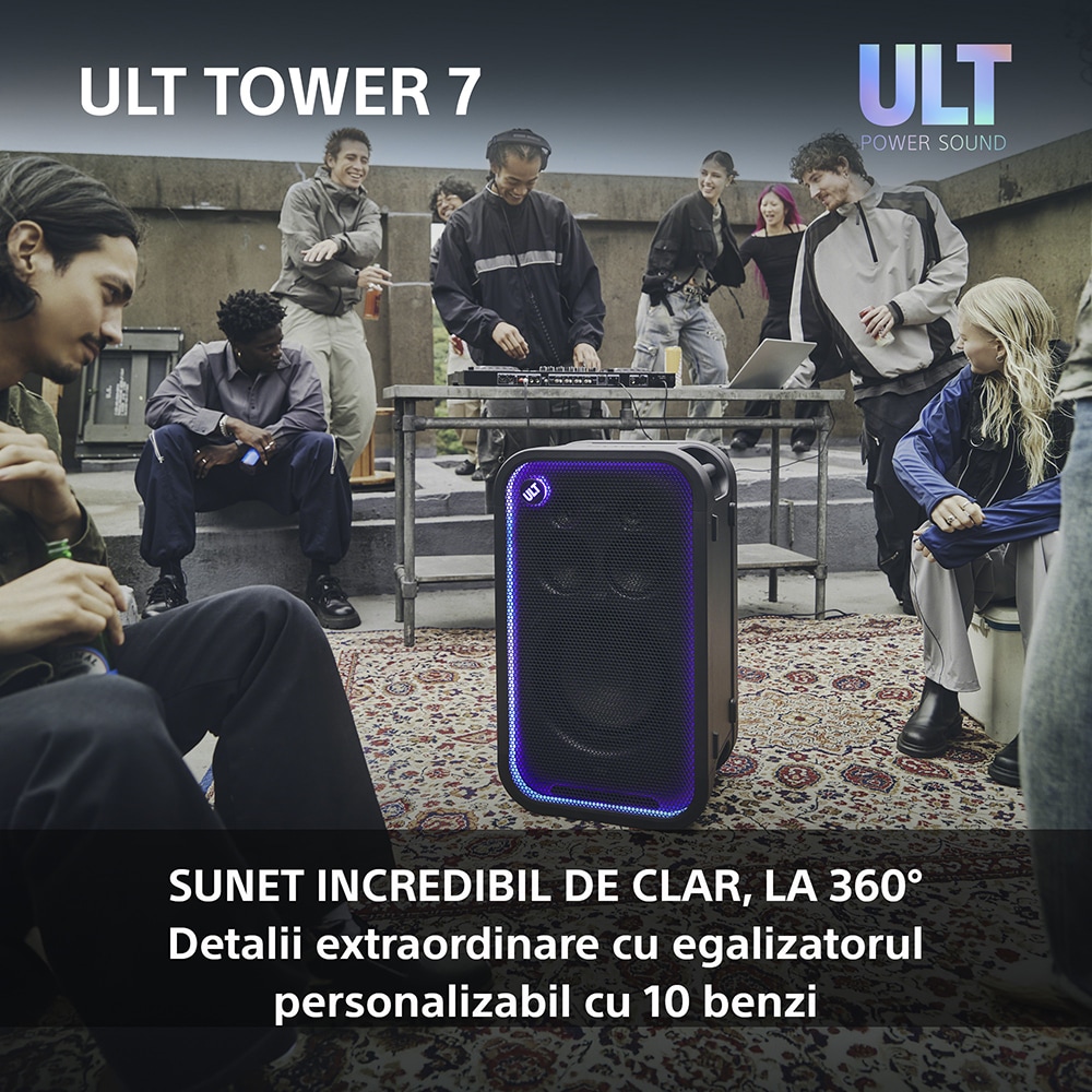 Boxa portabila SONY ULT Tower 7, 420W, Bluetooth, USB, negru