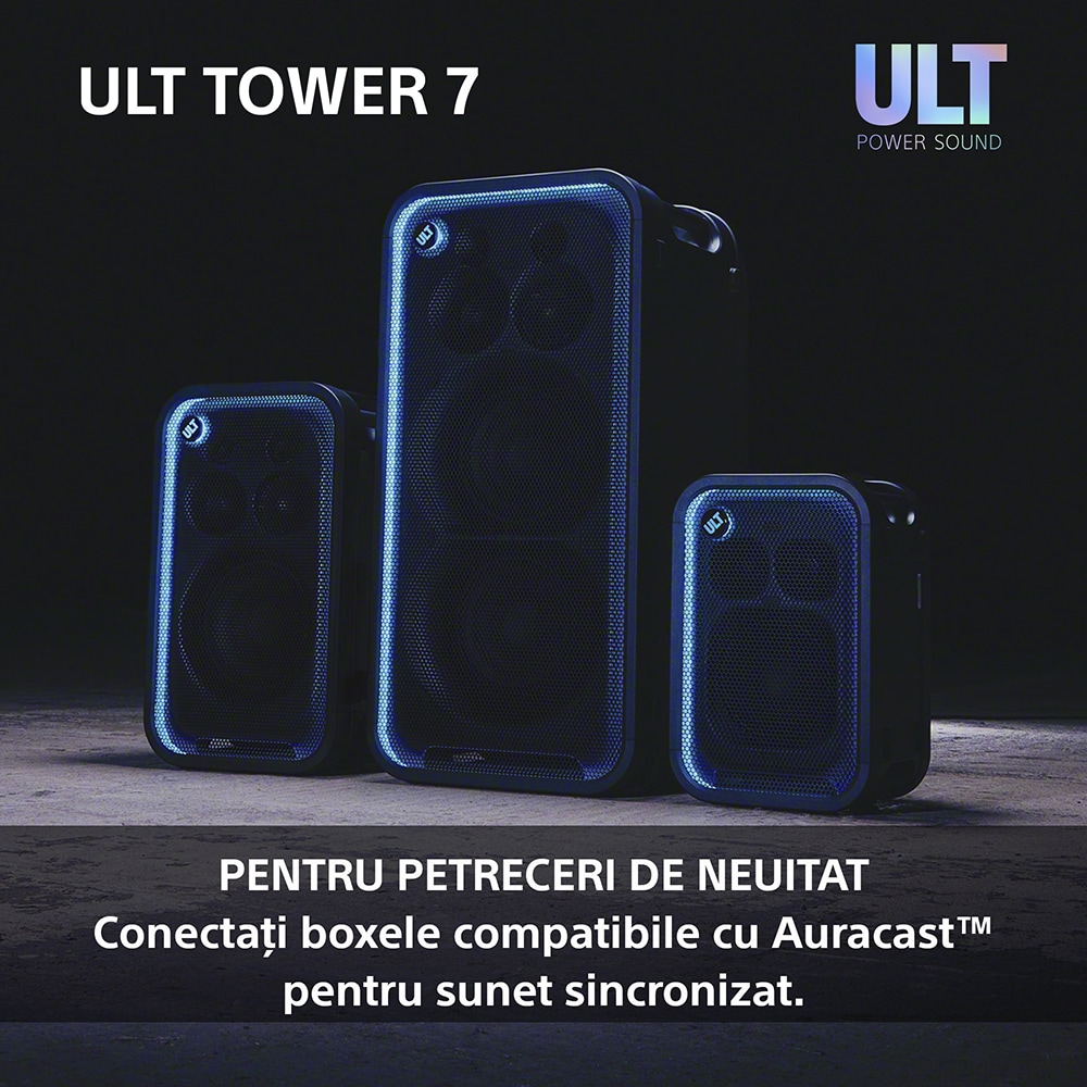 Boxa portabila SONY ULT Tower 7, 420W, Bluetooth, USB, negru