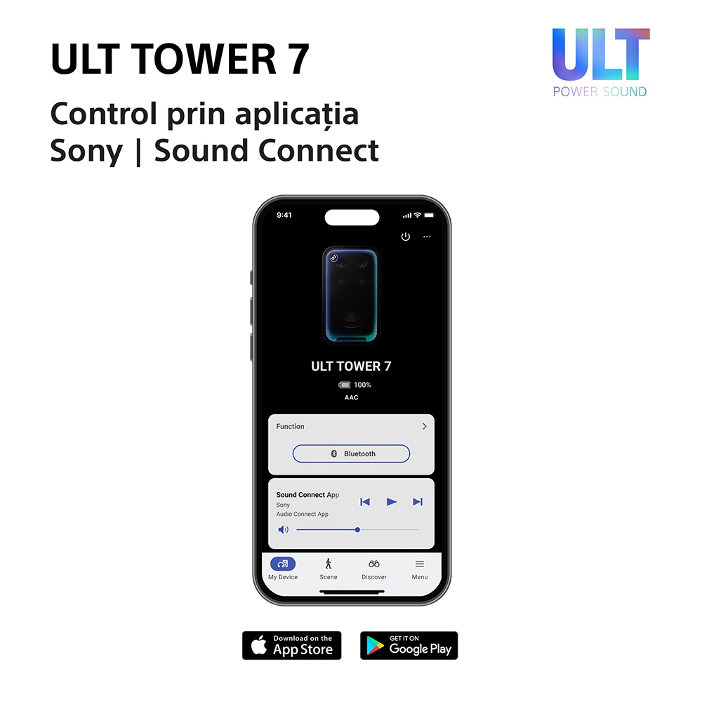 Boxa portabila SONY ULT Tower 7, 420W, Bluetooth, USB, negru