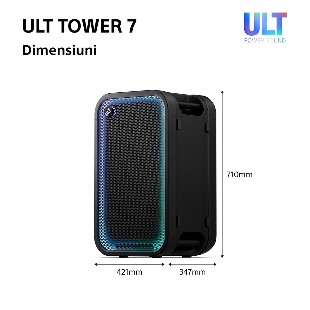 Boxa portabila SONY ULT Tower 7, 420W, Bluetooth, USB, negru