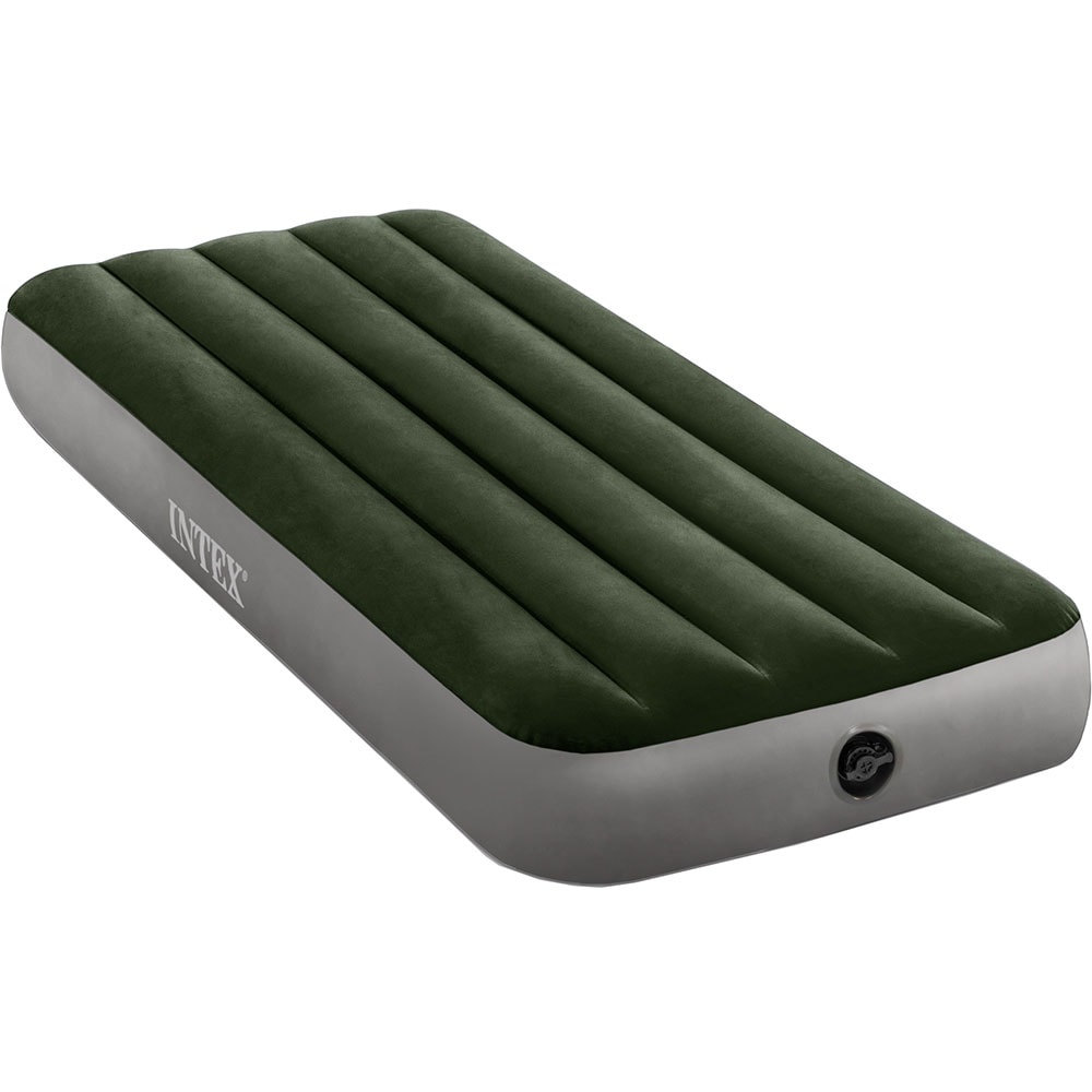 Saltea gonflabila camping INTEX Prestige Downy Twin Dura-Beam, 191 x 76, verde-gri
