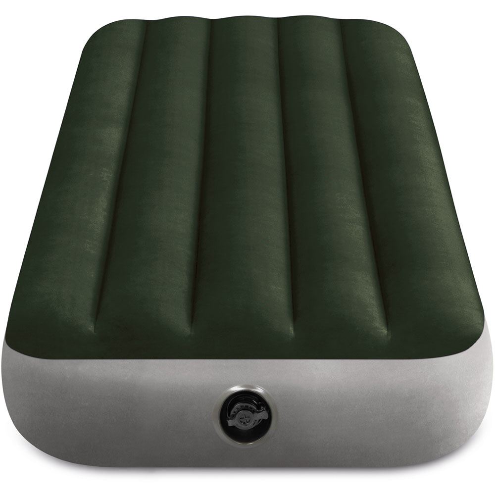 Saltea gonflabila camping INTEX Prestige Downy Twin Dura-Beam, 191 x 76, verde-gri