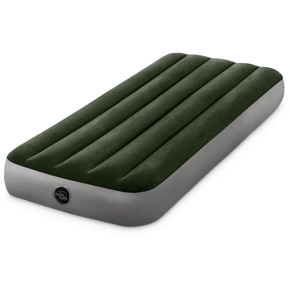 Saltea gonflabila camping INTEX Prestige Downy Twin Dura-Beam, 191 x 76, verde-gri