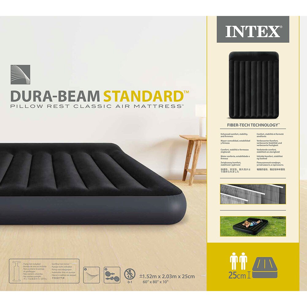 Saltea gonflabila camping INTEX Queen Dura Beam, 203 x 152 cm, negru