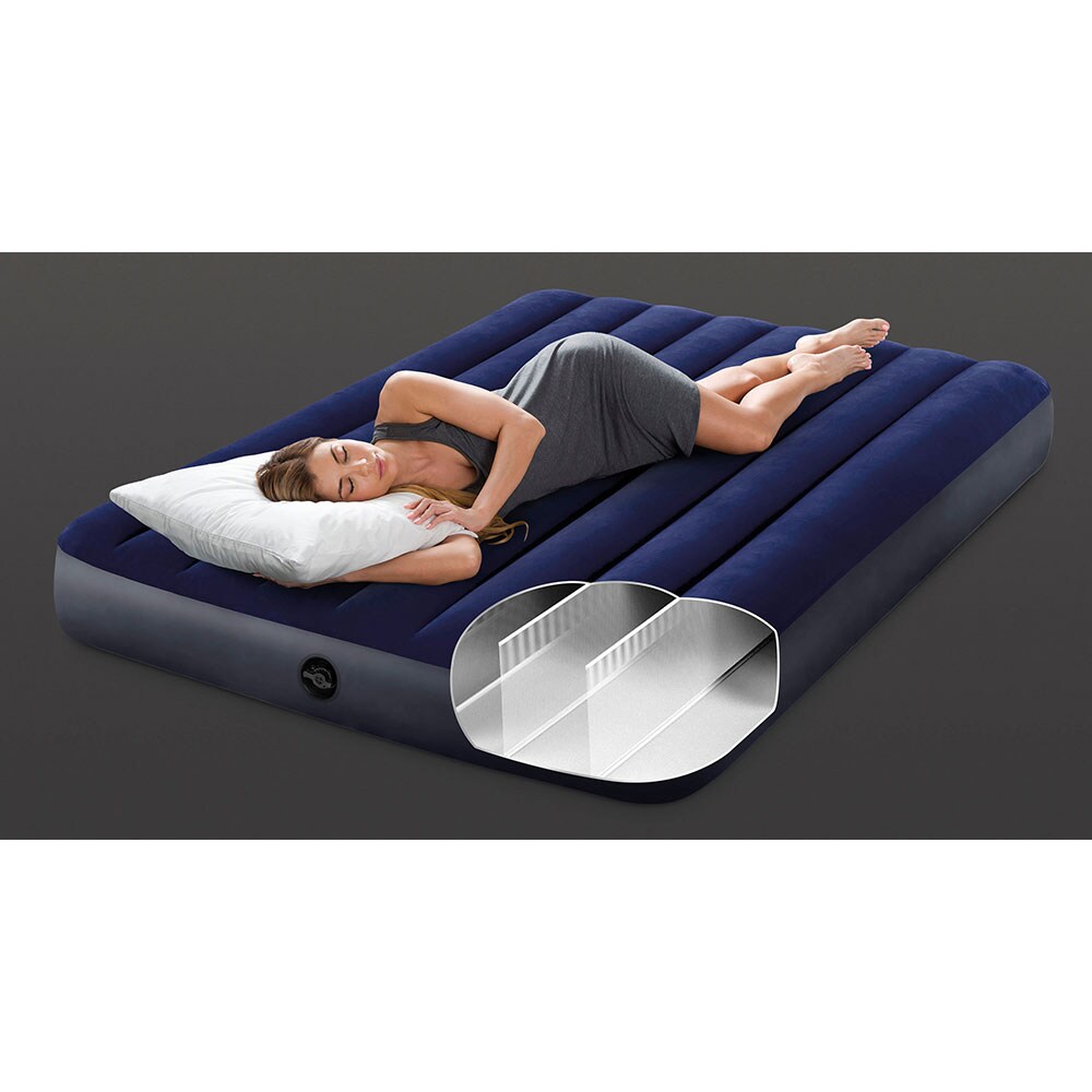 Saltea gonflabila camping INTEX  Full Dura Beam, 191 x 137 cm, albastru