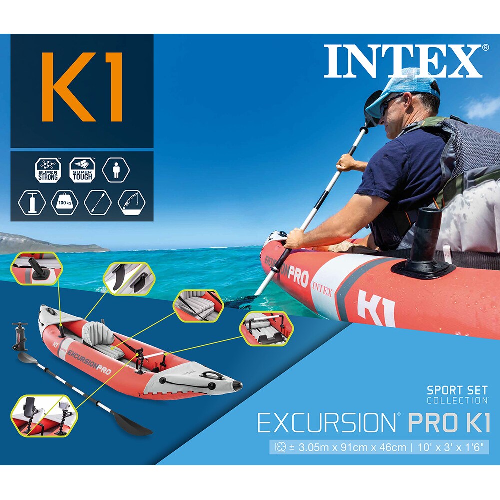 Caiac gonflabil INTEX Excursion Pro K1, 305 x 91 x 46 cm, multicolor