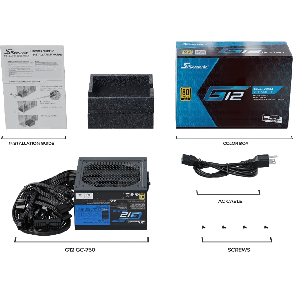 Sursa PC SEASONIC G12 GC-750 (2024), 750W, 120mm, 80 Plus Gold