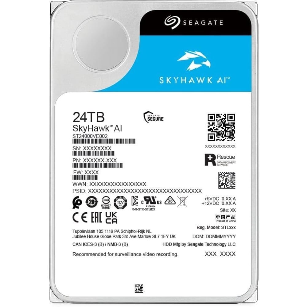 Hard Disk SEAGATE SkyHawk AI Surveillance, 24TB, 7200RPM, SATA3, 512MB, ST24000VE002